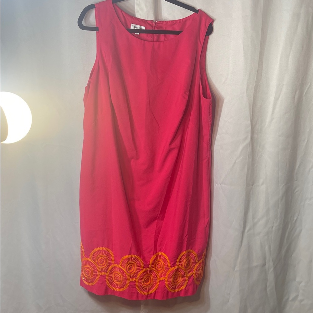 1. Jones Studio Pink Dress with Orange Embroidery